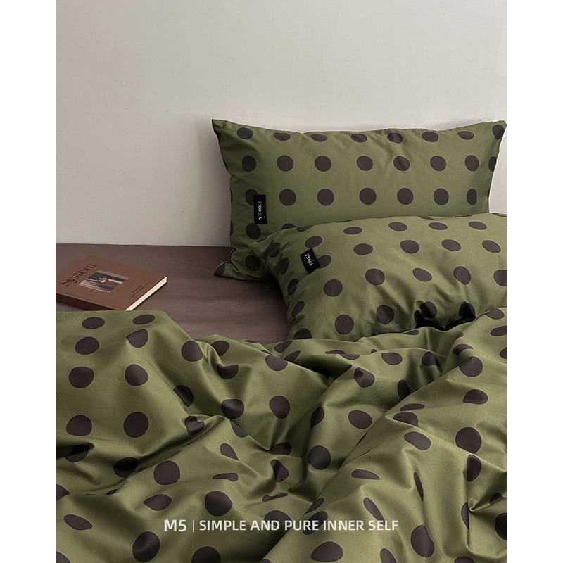 复古波点100全棉100支纯棉床上四件套床品床笠床单被套床上用品