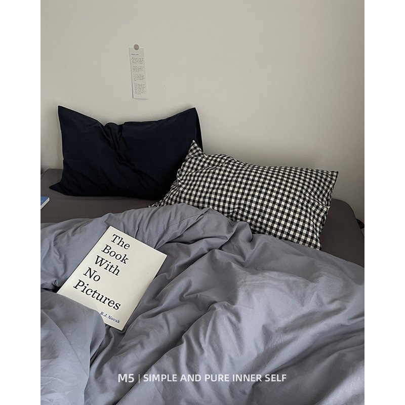 ins黑白灰简约北欧风纯棉全棉四件套床单被套床笠床上用品三件套