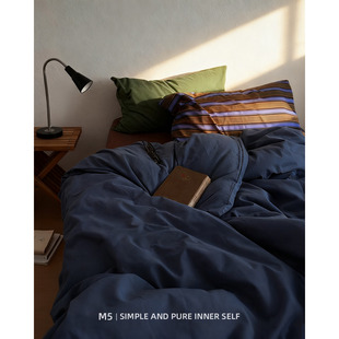 独库蓝公路 复古纯色全棉床上四件套纯棉床单被套床笠三件套床品