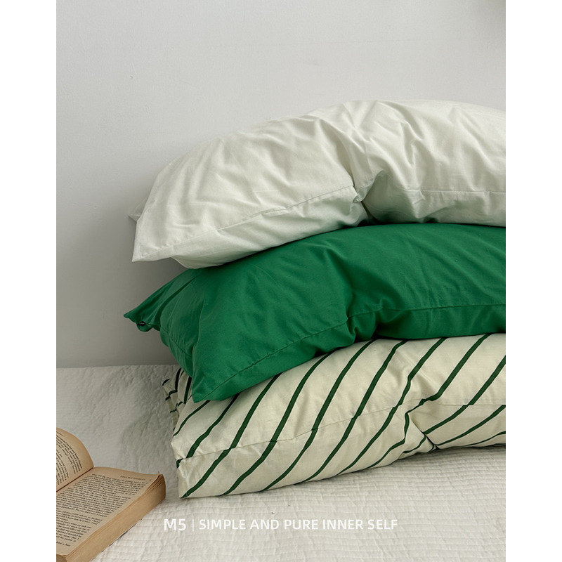 简约条单品搭配纯棉全棉枕套