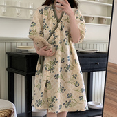 睡裙和服浴衣孕妇大码 新中式 家居服 睡袍碎花短袖 夏天国风睡衣女款