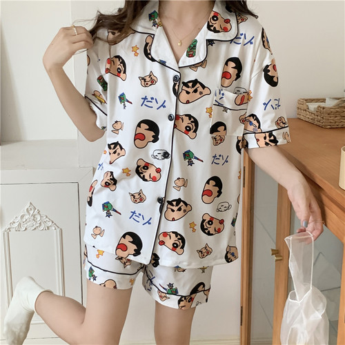 睡衣女夏季蜡笔小新可爱日系套装