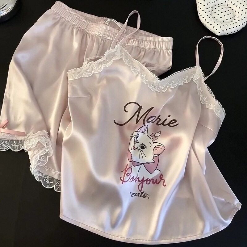 可爱玛丽猫带胸垫吊带睡衣女夏季冰丝绸凉感套装卡通家居服可外穿,女士内衣/男士内衣/家居服,睡衣/家居服套装,淘宝优惠券,粉丝福利购,淘宝优惠卷