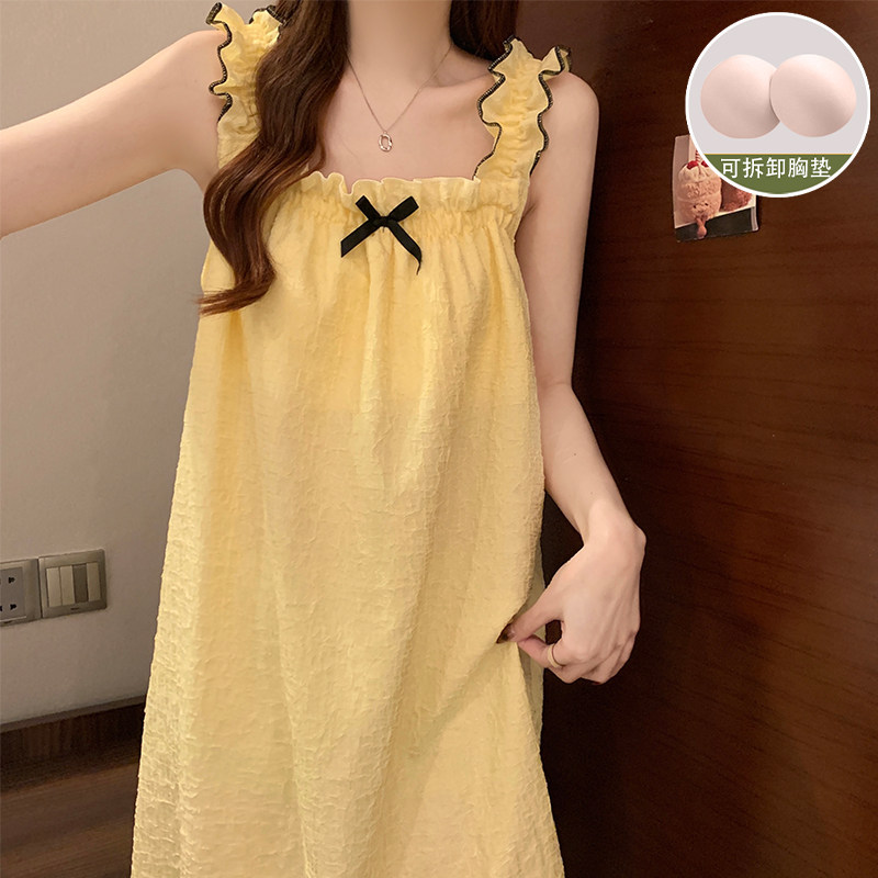 吊带睡裙女夏季纯色简约带胸垫大码200斤棉质睡衣2025新款家居服,女士内衣/男士内衣/家居服,睡裙,淘宝优惠券,粉丝福利购,淘宝优惠卷
