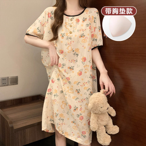 睡裙女夏季新款网红甜美带胸垫