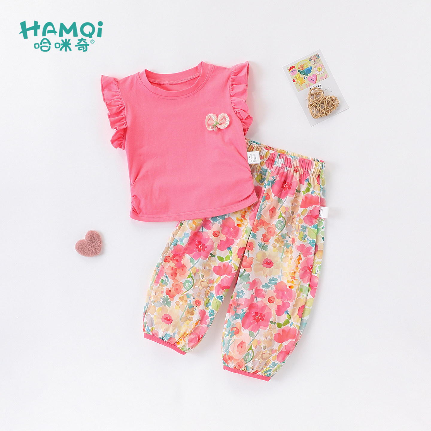 女童套装夏季新款小儿童纯棉洋气两件套宝宝无袖上衣裤子童装衣服