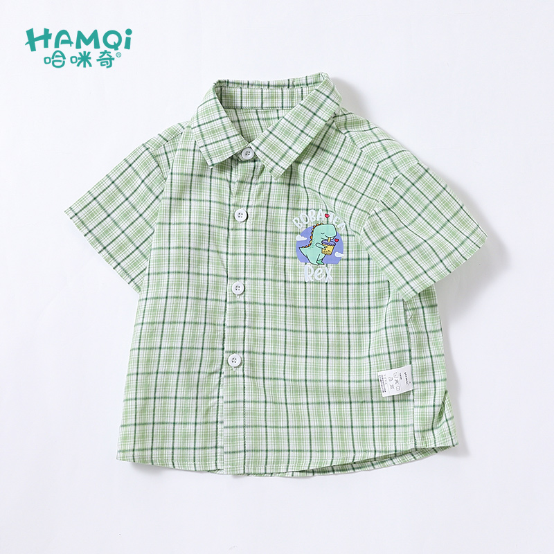 宝宝格子衬衫夏季男童衬衣绅士风