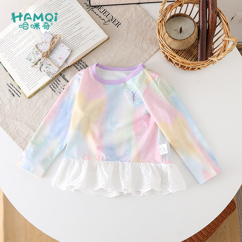 女童长袖T恤秋装新款童装宝宝彩色休闲衣服小儿童婴儿娃娃衫上衣