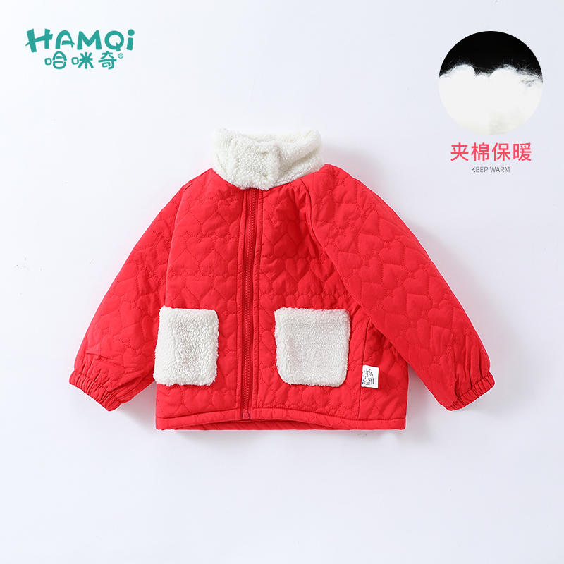 男童冬季新年红夹棉拜年服外套