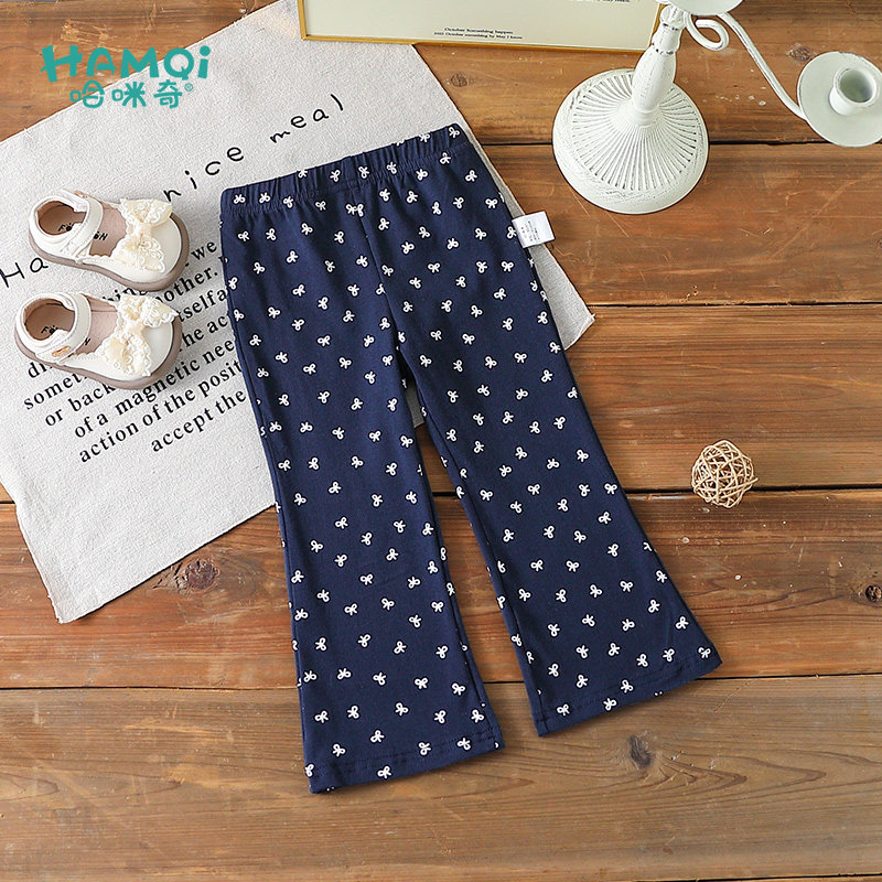 女童蝴蝶结满印微喇叭裤