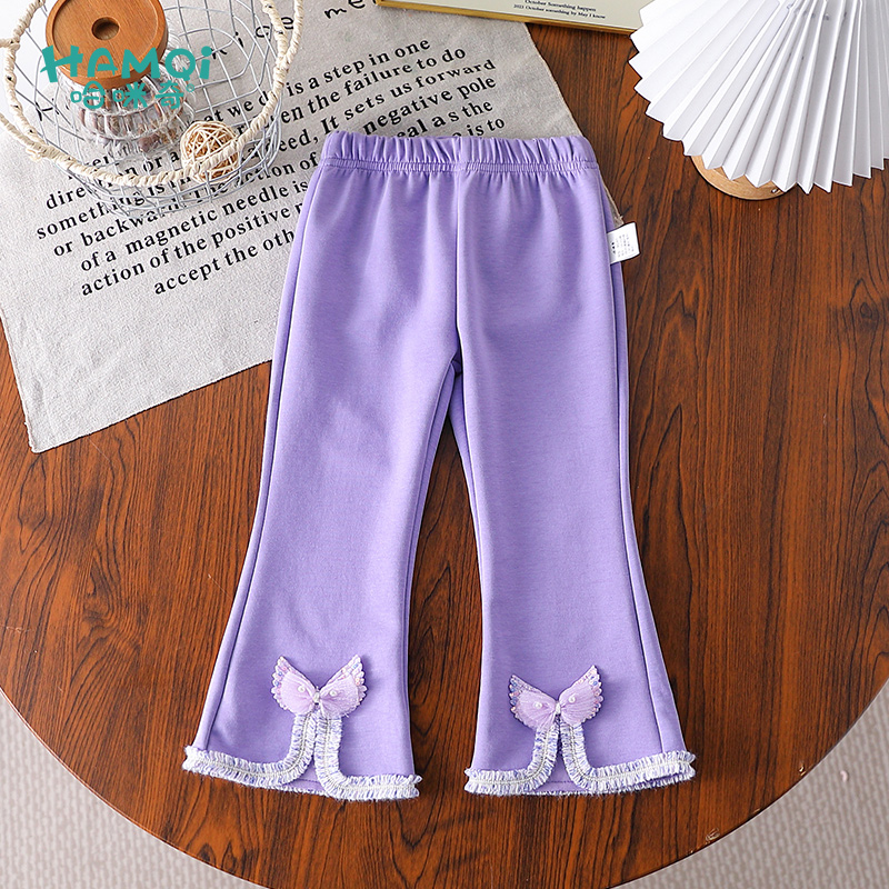 童装女童小开叉微喇叭裤