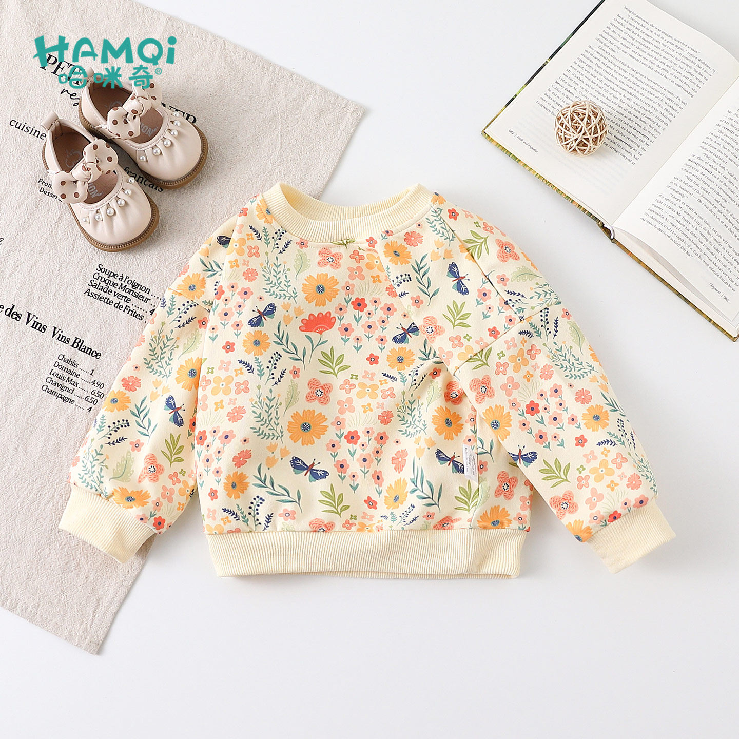 女童卫衣春秋季洋气碎花套头衫上衣小儿童宝宝新款长袖衣服打底衫