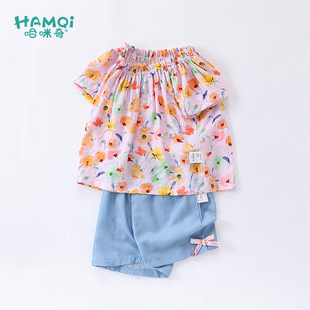 薄款 儿童套装 2024夏季 短袖 碎花两件套宝宝小童洋气衣服夏 女童短裤