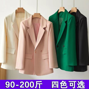 大码 外套女200斤加肥加大胖mm2025新款 纯色显瘦小西服短款 西装