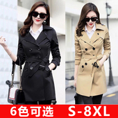 加肥加大女款 小个子胖妹女士大衣女款 春秋 中长款 风衣外套女大码