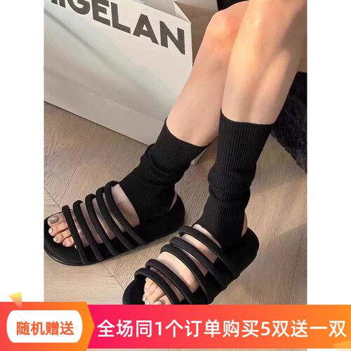 春夏新款女袜诗歌兰同款欧货纯色简约踩脚袜套薄款堆堆腿套网红款