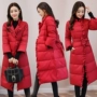 Quần áo cotton nữ 2018 thu đông trong phần dài của miếng bông xuống Slim mỏng màu đỏ cô dâu áo cưới cửa sau - Bông áo phao nữ dáng ngắn hàn quốc