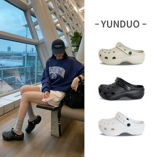 2026新款夏季云朵洞洞鞋女生拖鞋软底增高防滑凉鞋厚底时尚沙滩鞋