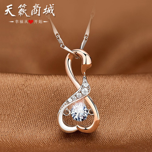 S925纯银项链天鹅锆石吊坠锁骨链
