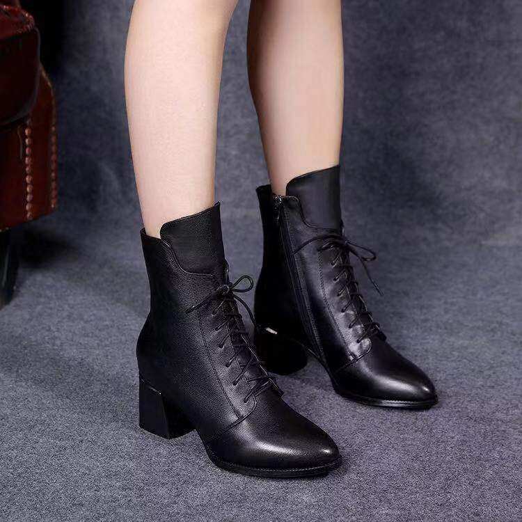 WENZHOU HOT 2023 NEW SNOW BOOTS WOMENS BLOCK HEEL VELVET MARTIN BOOTS WOMENS MID-HEEL MID-CUT COTTON SHOES WOMENS BOOTS
