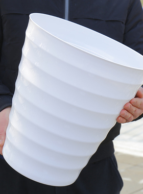 超大螺纹花盆加厚白色黑色仿瓷树脂花盆送托盘盆景植物大型塑料盆