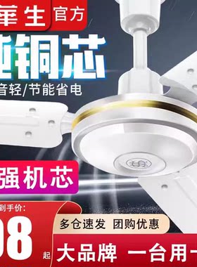 华生铁叶吊扇大风力静音客厅挂扇