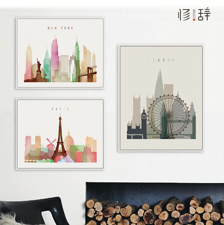 巴黎欧式风沙发背景墙客厅装饰画