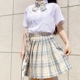 海盐jk制服裙女夏学院风学生日系短裙高腰百褶裙格子裙少女两件套