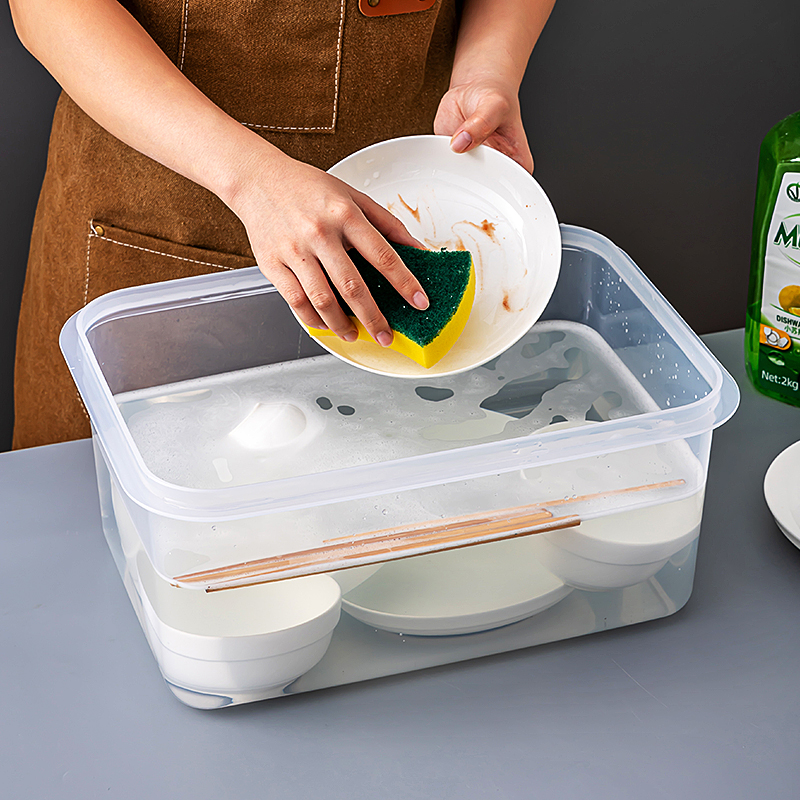 洗碗专用盆透明塑料盆加厚耐用大号长方形耐高温食品级塑料洗菜盆