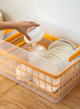 厨房碗碟收纳架带盖放餐具的碗箱碗架置物柜子家用沥水碗筷收纳盒