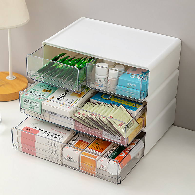 药物收纳盒大号抽屉式家庭用储药盒药盒收纳医药箱家用大容量药箱