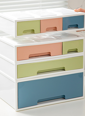 抽屉式桌面收纳盒办公室工位整理神器文件置物架多层杂物储物柜子