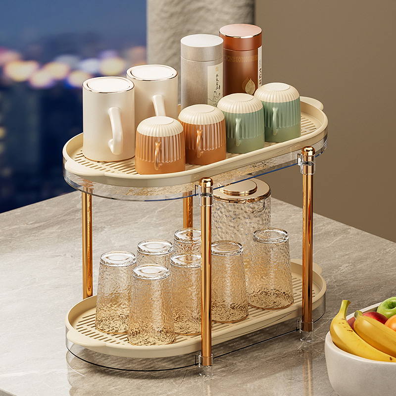 高级感轻奢双层沥水杯架