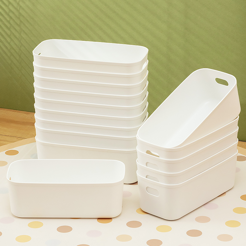 桌面收纳盒长方形化妆品收纳筐宿舍面膜抽屉整理箱零食杂物置物架