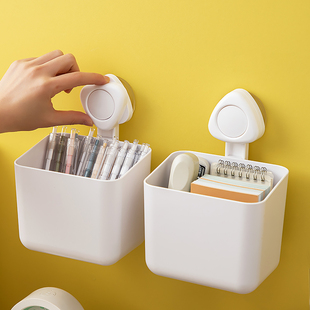 吸盘笔筒壁挂式 粉笔黑板擦白板笔收纳盒墙上悬挂文具马克笔画笔盒