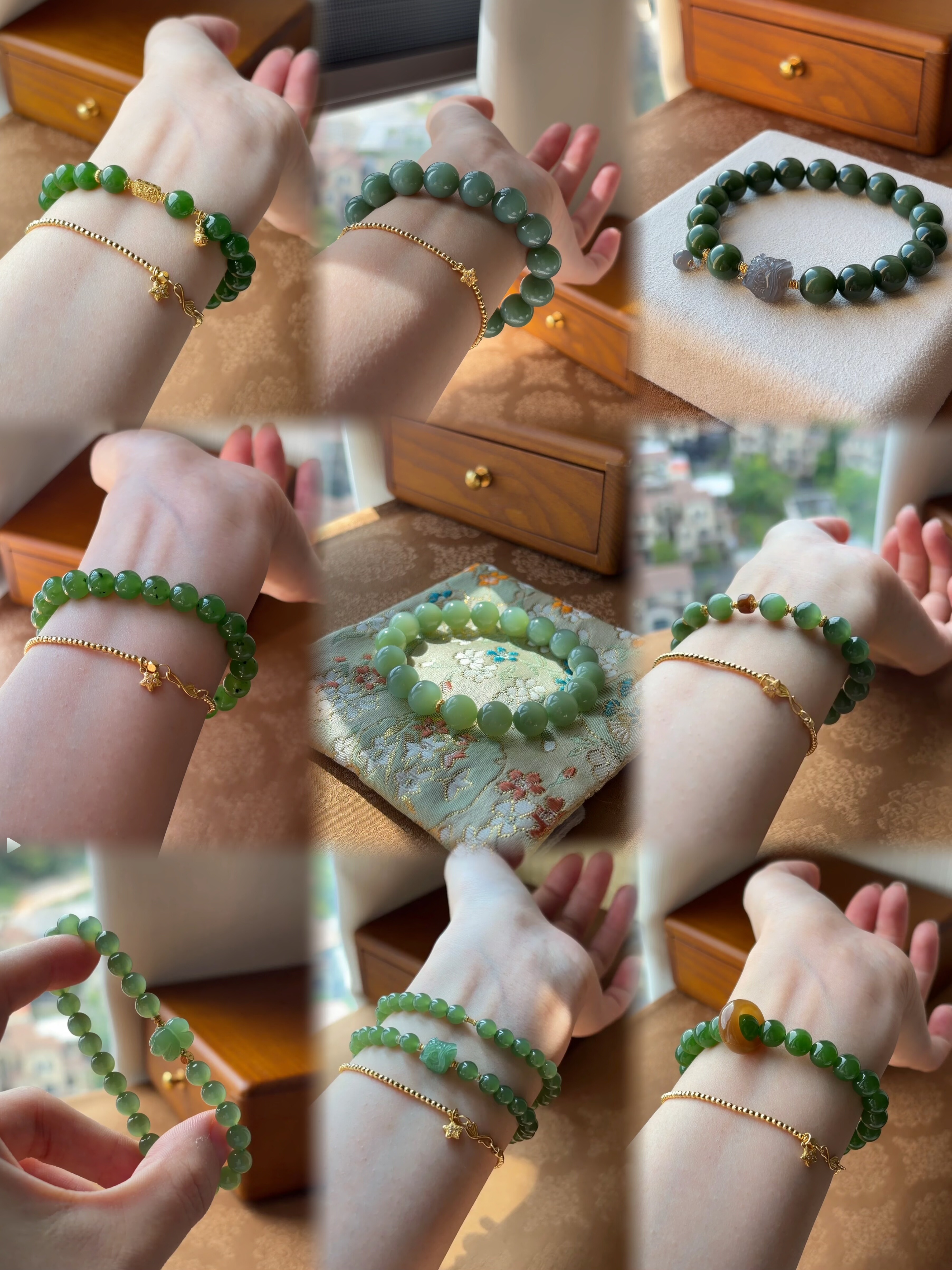 烟紫糖料晴水碧玉和田玉手串