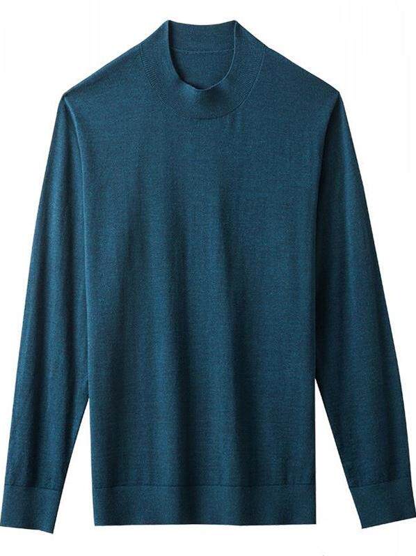 ULTRA-THIN PURE CASHMERE SWEATER MENS SEMI-TURTLENECK SWEATER SOLID COLOR MIDDLE-AGED VERSATILE AUTUMN AND WINTER HIGH-END MENS WOOL BASE SHIRT