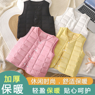 男女童丝绵马甲内外穿轻薄保暖背心秋冬季中大童洋气坎肩厂家直供