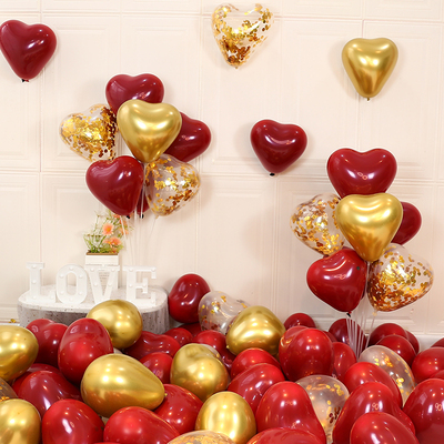 结婚气球婚礼婚房布置红色爱心订婚卧室告白浪漫心形氛围场景装饰