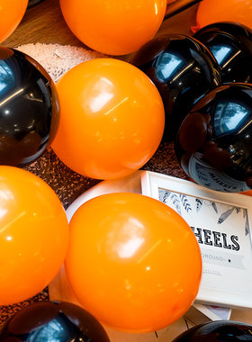 黑色橙色气球加厚5寸10寸12寸乳胶酒吧KTV活动开业氛围场景布置
