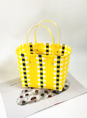 海边度假旅游沙滩包夏手提女包菜篮子包网红塑料编织沐浴筐洗澡篮