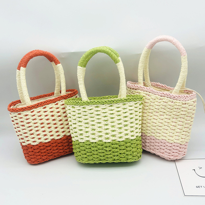 可爱糖果编织包女撞色迷你草编包