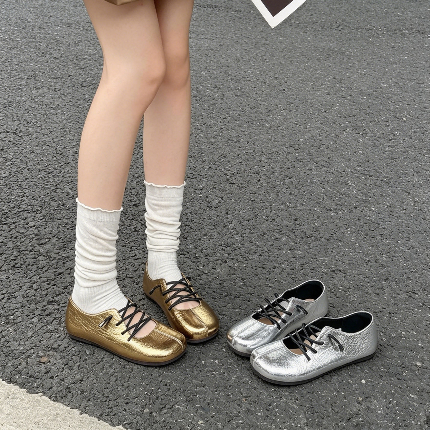法式复古单鞋女2026夏新款金属色