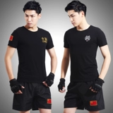 Камуфляжная летняя тактическая футболка с коротким рукавом, дышащий комплект для тренировок, с вышивкой