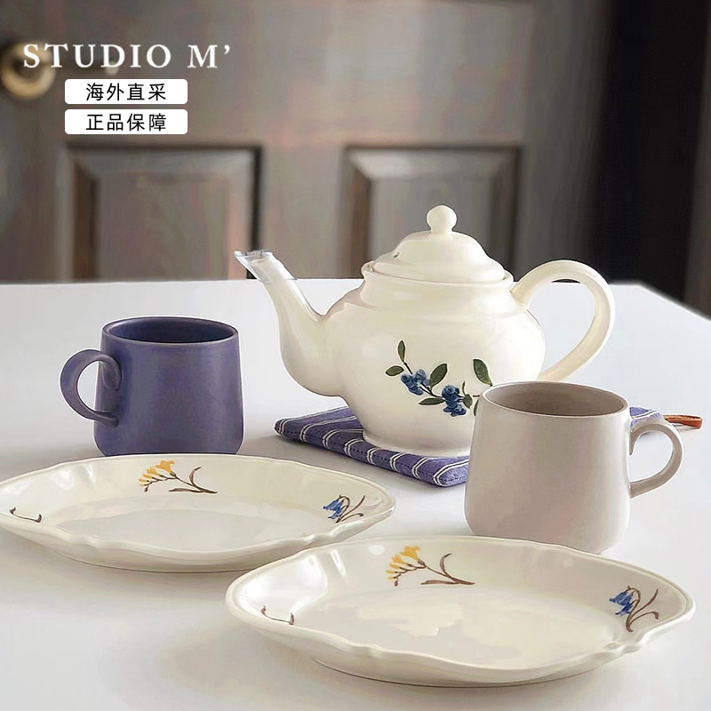 日本进口studio M复古法式宫廷陶瓷餐具茶壶咖啡马克杯盘子家用