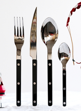 法国Sabre Paris小酒馆黑色不锈钢刀叉勺西餐具套装勺子牛排家用