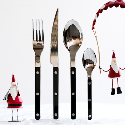 法国Sabre Paris小酒馆黑色不锈钢刀叉勺西餐具套装勺子牛排家用