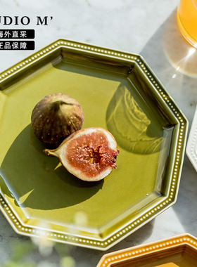 日本制进口studio M法式复古陶瓷盘人气手作ZAKKA八角点心盘餐盘