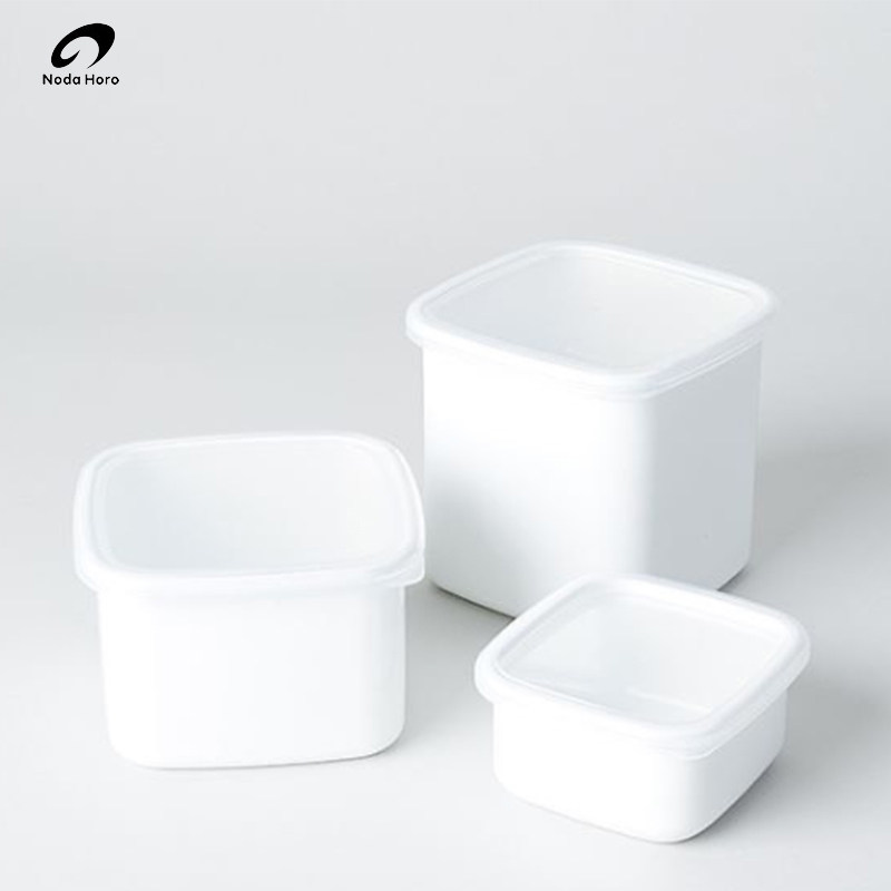 日本制野田珐琅食物保鲜饭盒搪瓷厨房存储密封便当盒冰箱冷藏容器