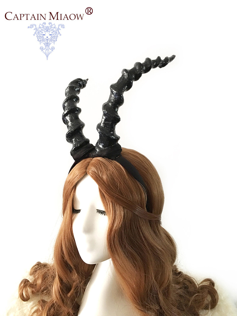 captain miaow黑羊角发箍仿真diy森林恶魔角cosplay欧美动漫定制